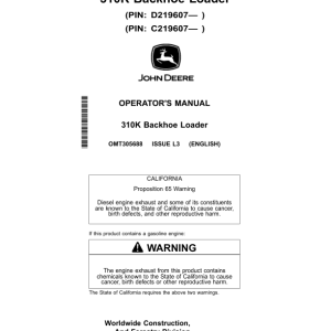 John Deere 310K Backhoe Loaders Operator's Manuals (OMT305688) - Image 1