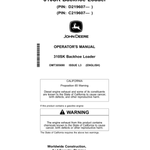 John Deere 310SK Backhoe Loaders Operator's Manuals (OMT305690) - Image 1