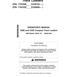 John Deere 329E, 333E Skid Steers Operator's Manuals (OMT306304) - Image 1