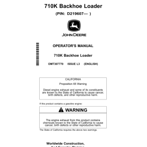 John Deere 710K Backhoe Loaders Operator's Manuals (OMT307770) - Image 1
