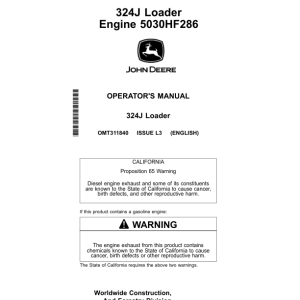 John Deere 324J Loaders Operator's Manuals (OMT311840) - Image 1