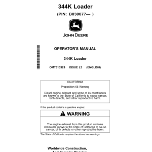 John Deere 344K Loaders Operator's Manuals (OMT313329) - Image 1