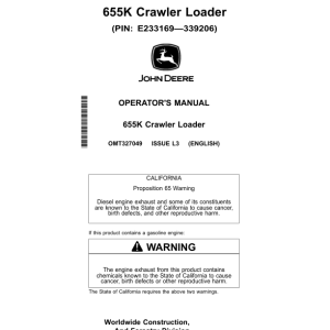 John Deere 655K Crawler Loaders Operator's Manuals (OMT327049) - Image 1