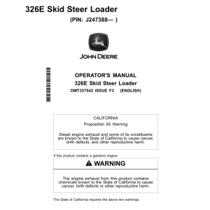 John Deere 326E Skid Steers Operator's Manuals (OMT337542) - Image 1