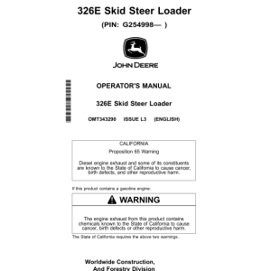 John Deere 326E Skid Steers Operator's Manuals (OMT343290) - Image 1