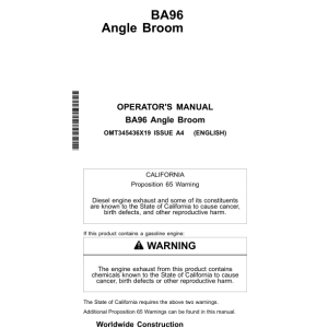 John Deere BA96 Worksite Pro Attachments Operator's Manuals (OMT345436X19) - Image 1