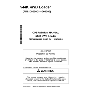 John Deere 544K Loaders Operator's Manuals (OMT346593X19) - Image 1