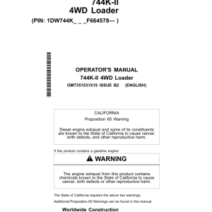 John Deere 744K Loaders Operator's Manuals (OMT351531X19) - Image 1
