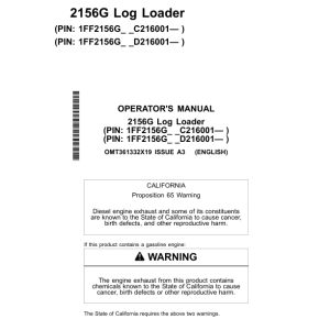 John Deere 2156G Log Loaders Operator's Manuals (OMT361332X19) - Image 1