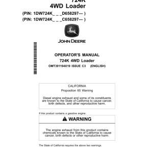 John Deere 724K Loaders Operator's Manuals (OMT391194X19) - Image 1