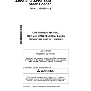 John Deere 320G, 324G Skid Steers Operator's Manuals (OMT396972X19) - Image 1