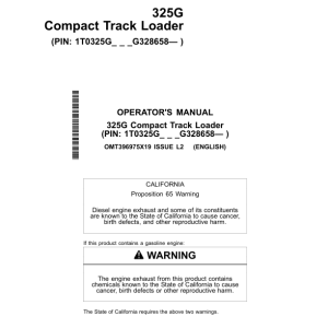 John Deere 325G Skid Steers Operator's Manuals (OMT396975X19) - Image 1