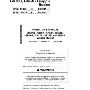 John Deere GS66B, GS72B, GS78B, GS84B, GR72B, GR84B, GR66B, GR78B Worksite Pro Attachments Operator's Manuals (OMT403993X19) - Image 1