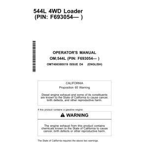 John Deere 544L Loaders Operator's Manuals (OMT406388X19) - Image 1
