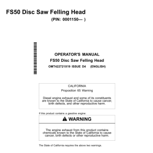 John Deere FS50 Felling Heads Operator's Manuals (OMT422721X19) - Image 1