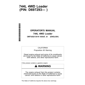 John Deere 744L Loaders Operator's Manuals (OMT426213X19) - Image 1