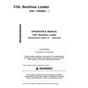 John Deere 310L Backhoe Loaders Operator's Manuals (OMT426479X19) - Image 1