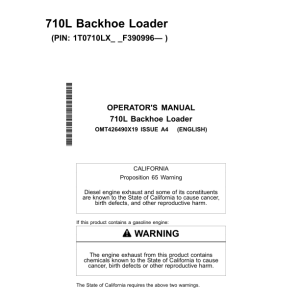 John Deere 710L Backhoe Loaders Operator's Manuals (OMT426490X19) - Image 1