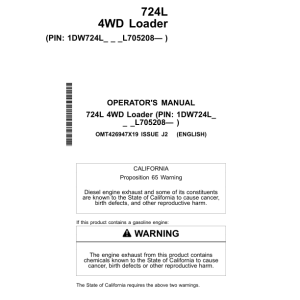 John Deere 724L Loaders Operator's Manuals (OMT426947X19) - Image 1