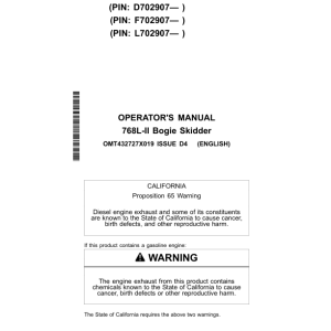 John Deere 768L-II Skidders Operator's Manuals (OMT432727X019) - Image 1
