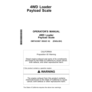 John Deere 744L, 824L, 844L, 844LAH Loaders Operator's Manuals (OMT433567) - Image 1