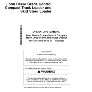 John Deere 333G Skid Steers Operator's Manuals (OMT444934X019) - Image 1