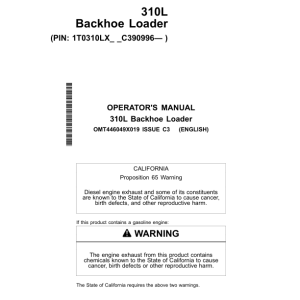 John Deere 310L Backhoe Loaders Operator's Manuals (OMT446049X019) - Image 1