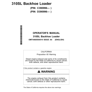 John Deere 310SL Backhoe Loaders Operator's Manuals (OMT446059X019) - Image 1