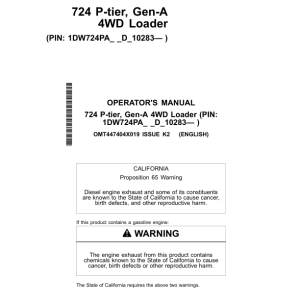 John Deere 724 P Loaders Operator's Manuals (OMT447404X019) - Image 1