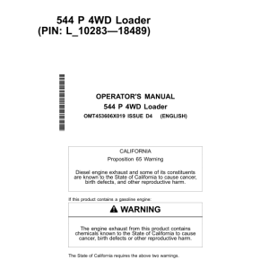 John Deere 544 P Loaders Operator's Manuals (OMT453606X019) - Image 1