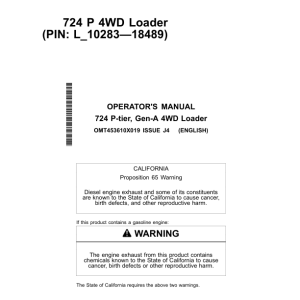 John Deere 724 P Loaders Operator's Manuals (OMT453610X019) - Image 1