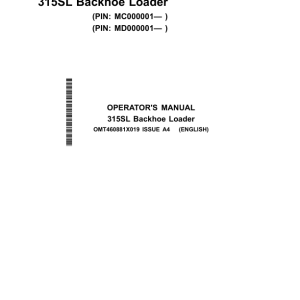 John Deere 315SL Backhoe Loaders Operator's Manuals (OMT460881X019) - Image 1