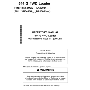 John Deere 544 G Loaders Operator's Manuals (OMT468695X019) - Image 1