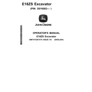 John Deere E18ZS Excavators Operator's Manuals (OMT474367X19) - Image 1