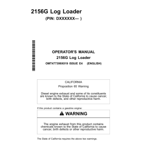 John Deere 2156G Log Loaders Operator's Manuals (OMT477399X019) - Image 1