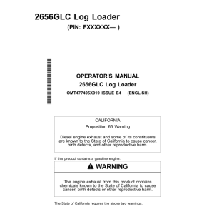 John Deere 2656GLC Log Loaders Operator's Manuals (OMT477405X019) - Image 1