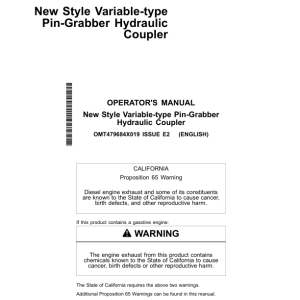 John Deere 75G Excavators Operator's Manuals (OMT479684X019) - Image 1