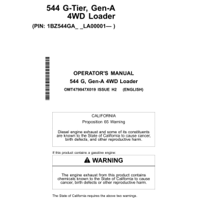 John Deere 544 G Loaders Operator's Manuals (OMT479847X019) - Image 1