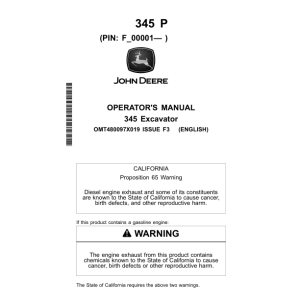 John Deere 345 P Excavators Operator's Manuals (OMT480097X019) - Image 1