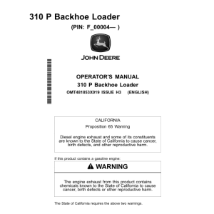 John Deere 310 P Backhoe Loaders Operator's Manuals (OMT481853X019) - Image 1