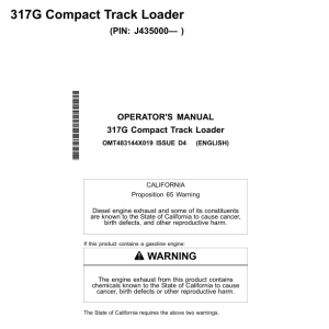 John Deere 317G Skid Steers Operator's Manuals (OMT483144X019) - Image 1