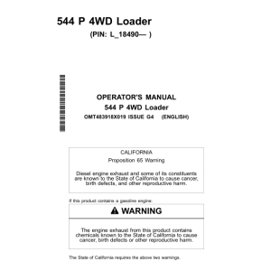 John Deere 544 P Loaders Operator's Manuals (OMT483918X019) - Image 1