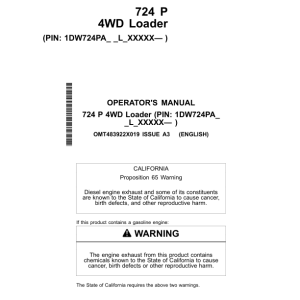 John Deere 724 P Loaders Operator's Manuals (OMT483922X019) - Image 1