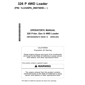 John Deere 326 P Loaders Operator's Manuals (OMT494466X019) - Image 1