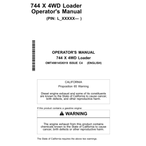John Deere 744 X Loaders Operator's Manuals (OMT498145X019) - Image 1