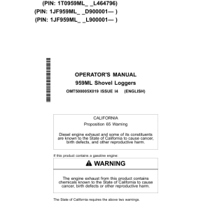 John Deere 959ML Shovel Logger Operator's Manuals (OMT500005X019) - Image 1