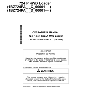 John Deere 724 P Loaders Operator's Manuals (OMT505723X019) - Image 1