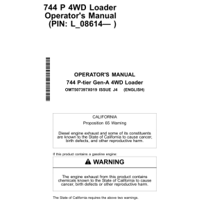 John Deere 744 P Loaders Operator's Manuals (OMT507397X019) - Image 1