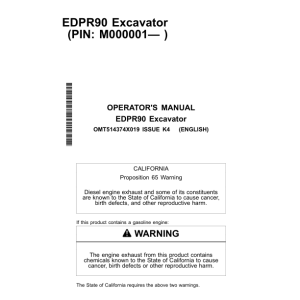 John Deere EDPR9 Excavators Operator's Manuals (OMT514374X019) - Image 1