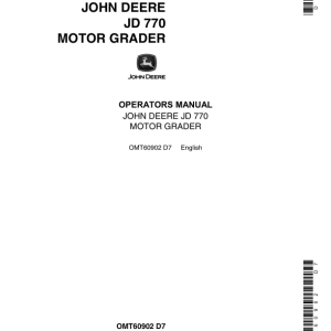 John Deere 770 Motor Graders Operator's Manuals (OMT60902) - Image 1